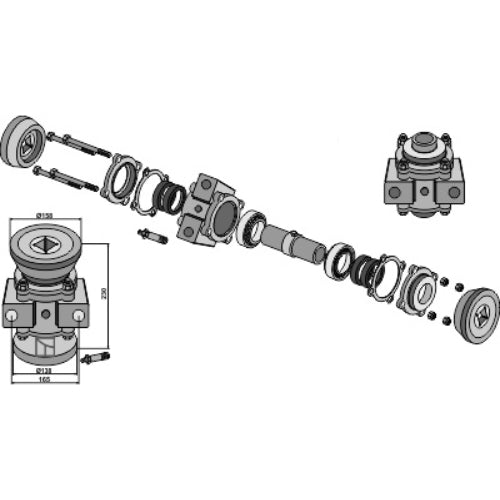 LS08-BJE-009 - Buje completo para ejes cuadrados 40x40mm