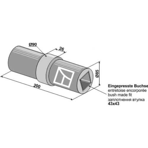 LS08-BPA-021 - Buje - Adaptable para Eje cuadrado 40x40y