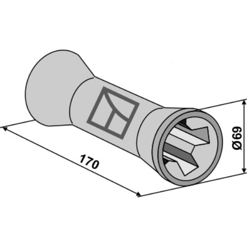 LS08-BPA-026 - Pieza intermedia para ejes cuadrados 26x26 - Adaptable para Cuchillas de gradas de azadas rotativas gradas de discos y herramientas