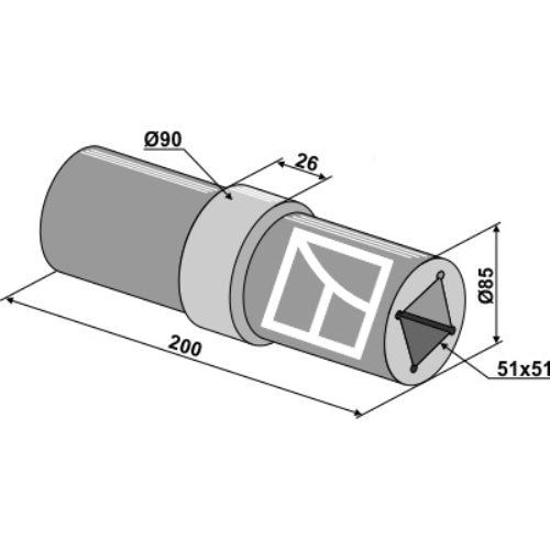 LS08-BPA-032 - Buje - Adaptable para Eje cuadrado 50x50y