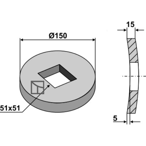 LS08-BDA-045 - Brida interna y externa para ejes cuadrados 50x50