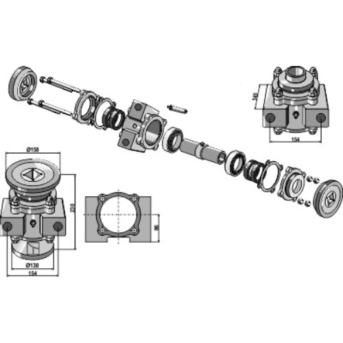 LS08-RCR-034 - Rodamiento cónico completo - Adaptable para Quivogne / Kongskilde