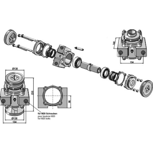 LS08-RCR-040 - Rodamiento cónico completo - Adaptable para Quivogne