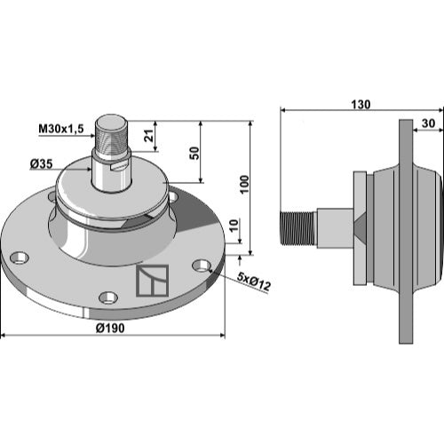 LS08-BPA-060 - Buje - rosca izquierda - Adaptable para Lemken / Lemken Rubin