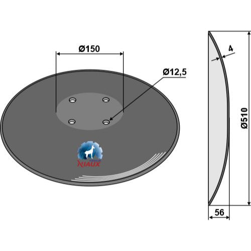 LS04-DSC-005 - Disco liso con fondo plano - Ø510x4 - Adaptable para Pöttinger