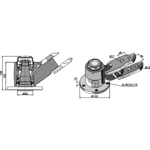 LS08-BPA-078 - Buje con varilla - Adaptable para Simba / Great Plains