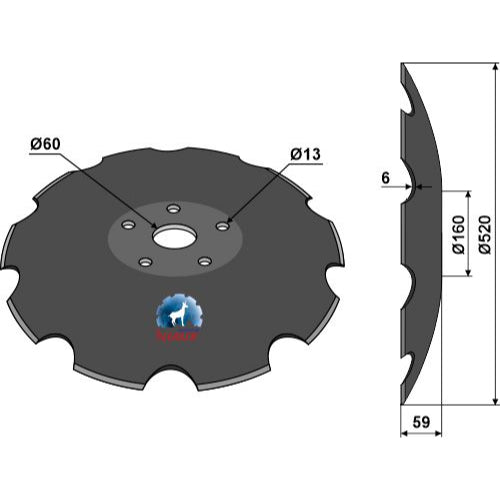 Disco dentado con fondo plano - Ø520 - LS08-DCS-082