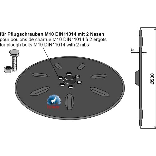 LS12-DPL-007 - Disco plano  - Ø500x5 - Adaptable para Vogel u. Noot