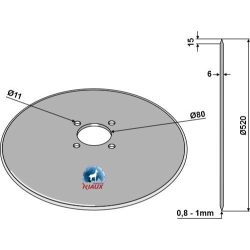 LS12-DPL-022 - Disco plano  - Ø520x6 - Adaptable para Niaux / Överum / Agrolux y otras