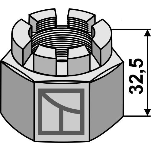 LS08-TUE-013 - Tuerca almenada - M 30 x 3,5 para ejes cuadrados 30x30