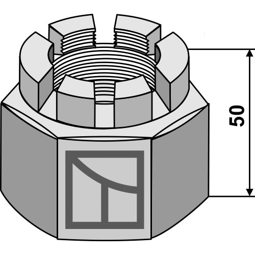 LS08-TUE-017 - Tuerca almenada - M48x2 para ejes cuadrados 50x50