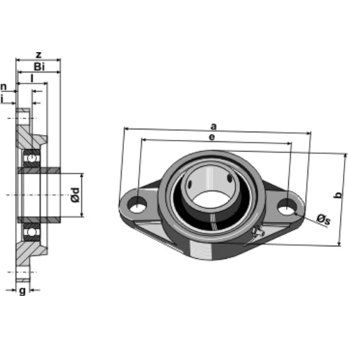 Cojinete de apriete UCFL - Ø35 - LS03-MPT-147