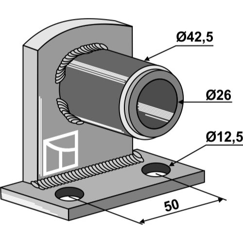 Cojinete de brida 90° con casquillo insertado - Ø26 - LS08-CJA-051