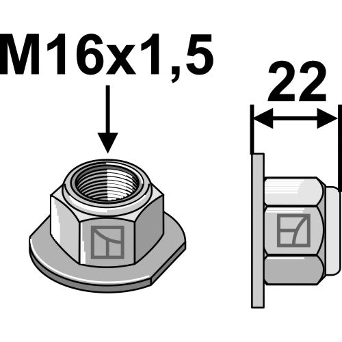 LS01-TCP-007 - Tuerca autoblocante con collar - Polystop - M16x1,5 - 10.9