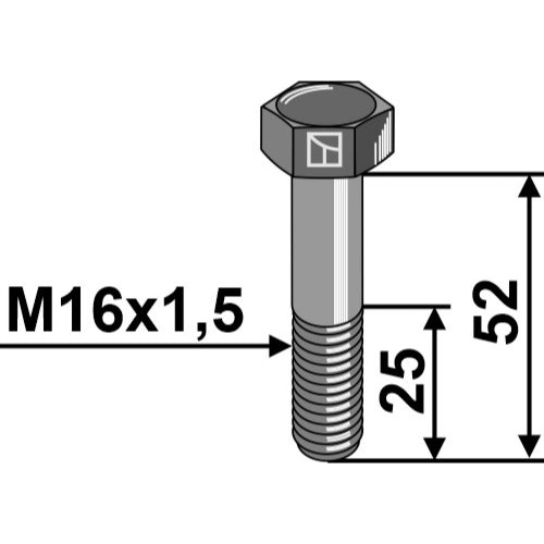 LS01-TRP-022 - Tornillo cabeza hexagonal paso fino - M16x1,5 - 12.9