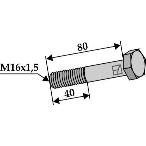 LS03-TSM-230 - Tornillo cabeza hexagonal paso fino - M16x15 - Adaptable para Agrimaster / Maschio / Gaspardo