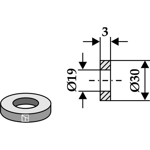 Arandela - Ø30x3xØ19 - LS03-ARC-005