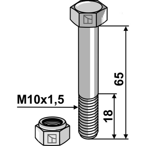 Tornillo con tuerca autoblocante - M10 - 10.9 - LS03-TSM-007