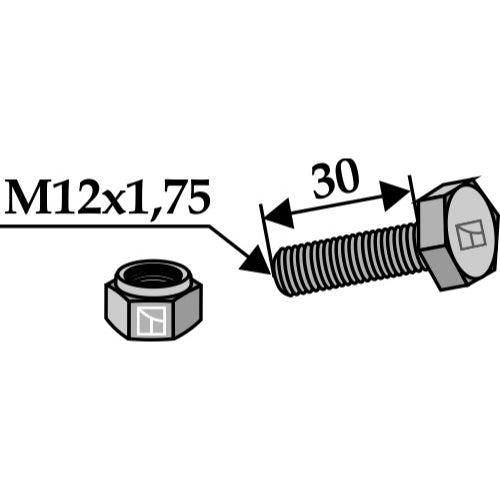 Tornillo con tuerca autoblocante - M12x1-75 - 8.8 - LS03-TSM-014