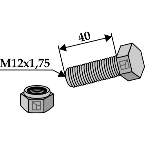 LS08-TGR-021 - Tornillo con tuerca autoblocante - M12x175 - 8.8 - Adaptable para JF