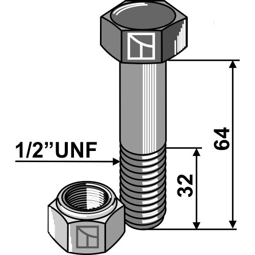 Tornillo con tuerca autoblocante -  1/2"UNF - LS03-TSM-019