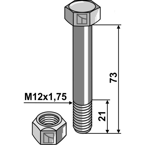 Tornillo con tuerca autoblocante -  10.9 - LS03-TSM-023