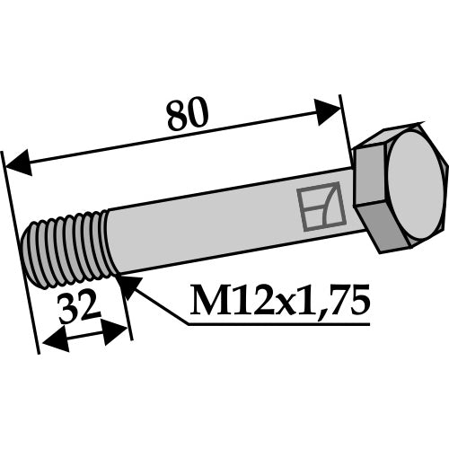LS03-TSM-027 - Tornillo con tuerca autoblocante - M12x175 - 10.9 - Adaptable para Agromet / Dücker / Irus y otras