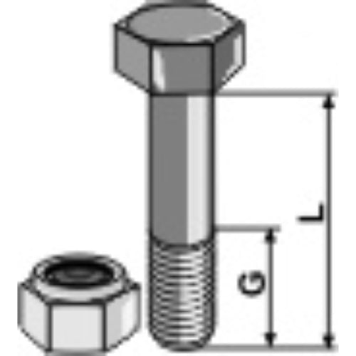 Tornillo con tuerca autoblocante - M12x1-75 - 8.8 - LS03-TSM-031