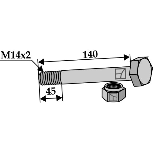 Tornillo con tuerca autoblocante - M14x2 - 10.9 - LS03-TSM-038