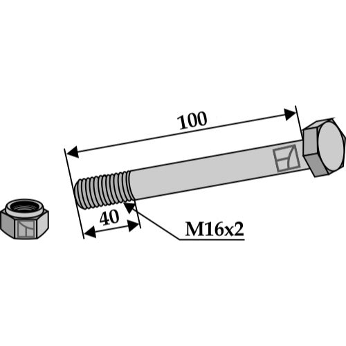 Tornillo con tuerca autoblocante - M16 x 2 - 10.9 - LS03-TSM-041