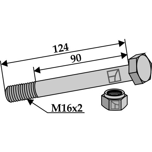 Tornillo con tuerca autoblocante - M16 x 2 - 8.8 - LS03-TSM-048