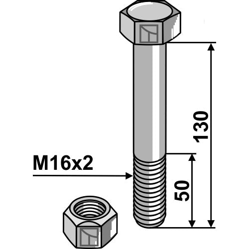 LS03-TSM-232 - Tornillo - M16 x 2 - 10.9 - Adaptable para Kuhn / Votex