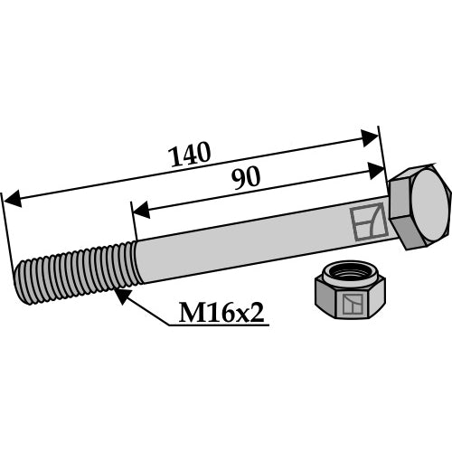 Tornillo con tuerca autoblocante - M16 x 2 - 8.8 - LS03-TSM-050