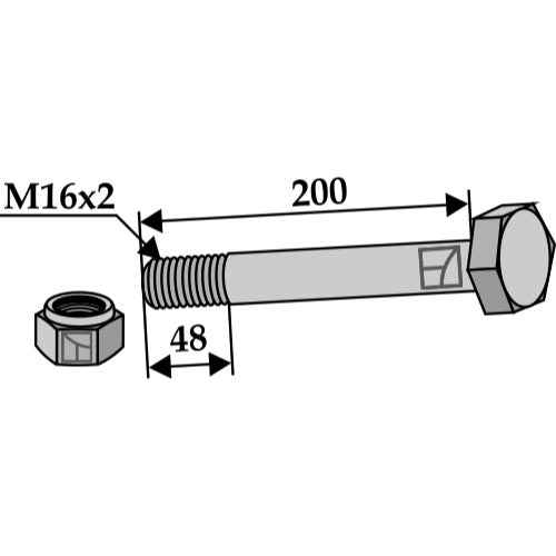 Tornillo con tuerca autoblocante - M16 x 2 - 8.8 - LS03-TSM-053