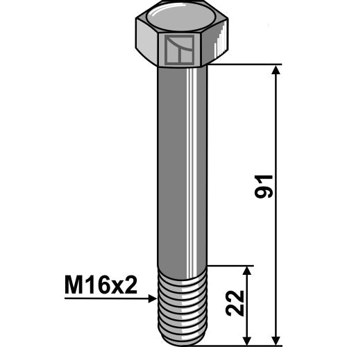 LS03-TSM-059 - Tornillo - M16 x 2 - 10.9 - Adaptable para Kuhn / Nobili
