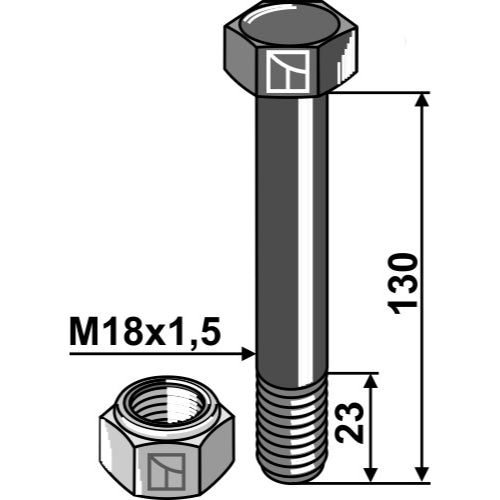 Tornillo con tuerca autoblocante - M18x1-5 - 10.9 - LS03-TSM-062