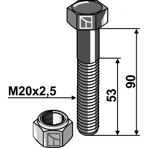 Tornillo con tuerca autoblocante - M20 - 10.9 - LS03-TSM-077