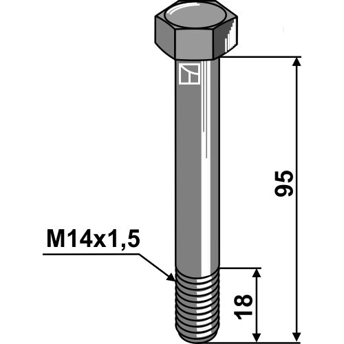 LS03-TSM-105 - Tornillo - M14x15 - 10.9 - Adaptable para Bomford / Kuhn