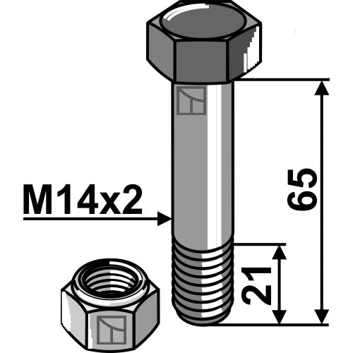 Tornillo con tuerca autoblocante - M14x2 - 10.9 - LS03-TSM-108