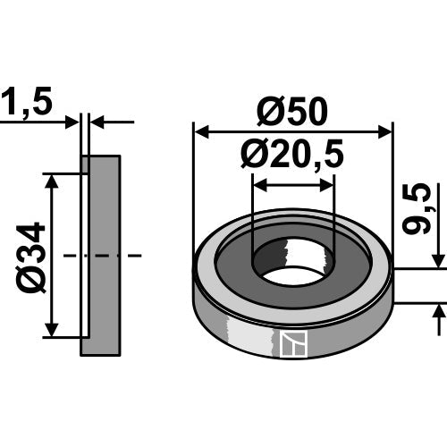 Arandela - Ø50x9-5xØ20-5 - LS03-ARC-044