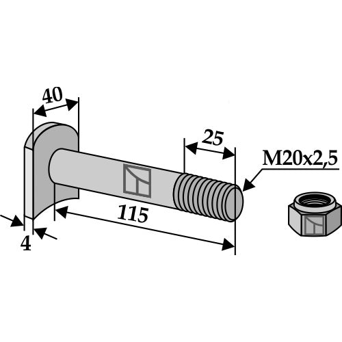 Tornillo con tuerca autoblocante - M20x2-5 - 8.8 - LS03-TSM-129