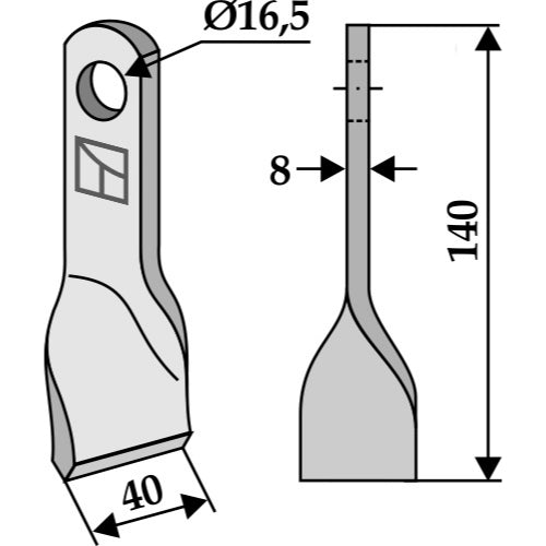 LS03-CUD-390 - Cuchilla trenzada - Adaptable para Kuhn / Nobili