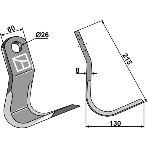 LS03-CUD-392 - Cuchilla - Y - Adaptable para Kuhn / Nobili