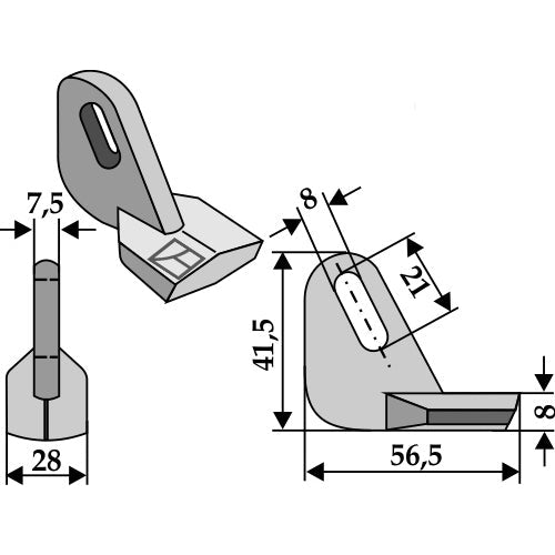 LS03-MPT-137 - Martillo de trituradora - Adaptable para Rousseau