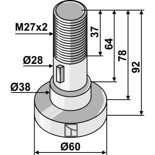 LS03-TSM-194 - Perno para montaje con 1 cuchilla - Adaptable para Schulte