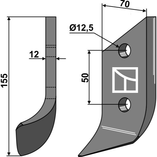 LS03-DZA-016 - Cuchilla para zanjadora - Izqda - Adaptable para Dondi