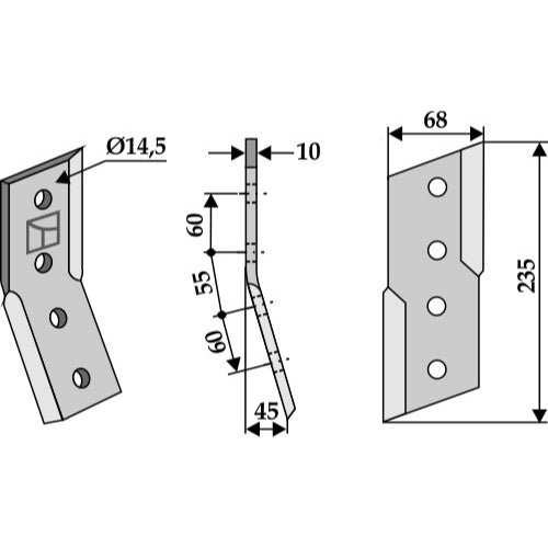 LS03-DZA-030 - Cuchilla para zanjadora - Adaptable para Maletti