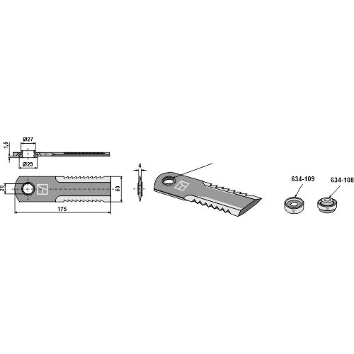 LS06-CPP-015 - Cuchilla para picador de paja - Adaptable para Claas Lexion