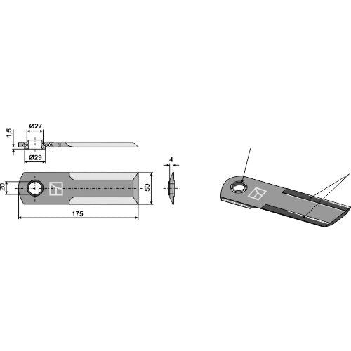 LS06-CPP-018 - Cuchilla para picador de paja - Adaptable para Claas