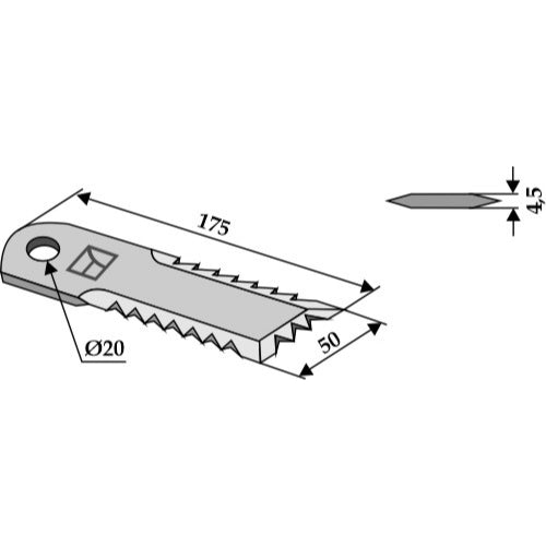 LS06-CPP-041 - Cuchilla para picador de paja - Adaptable para Massey Ferguson / Rekord